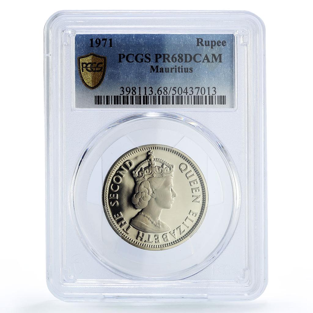 Mauritius 1 rupee Republic Coinage Queen Elizabeth PR68 PCGS CuNi coin 1971