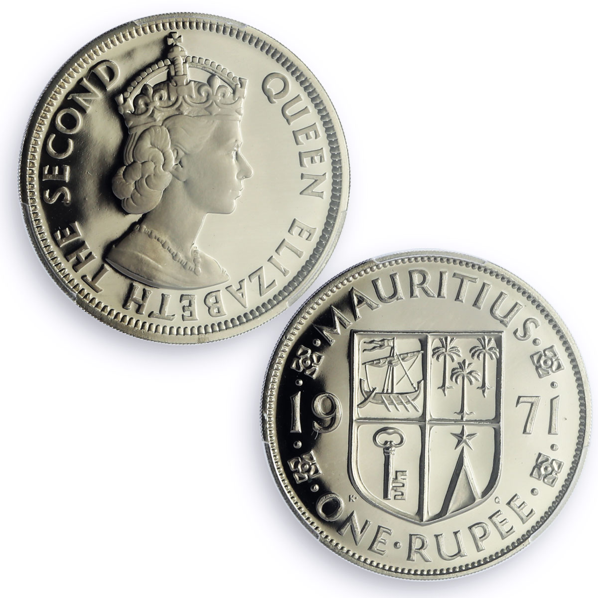 Mauritius 1 rupee Republic Coinage Queen Elizabeth PR68 PCGS CuNi coin 1971