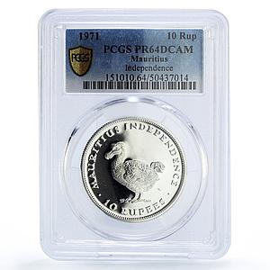 Mauritius 10 rupees Republic Independence Dodo Bird PR64 PCGS silver coin 1971