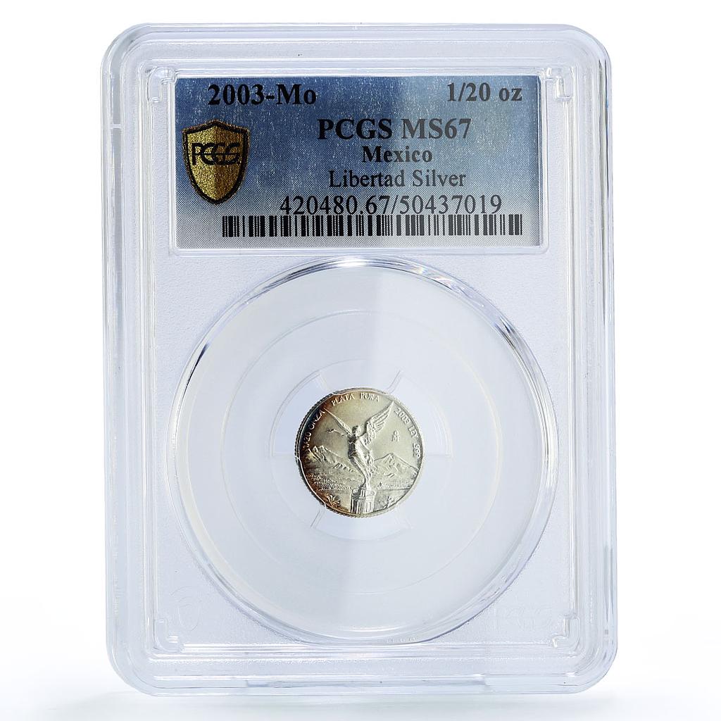 Mexico 1/20 onza Libertad Angel of Independence MS67 PCGS silver coin 2003