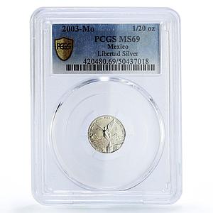 Mexico 1/20 onza Libertad Angel of Independence MS69 PCGS silver coin 2003