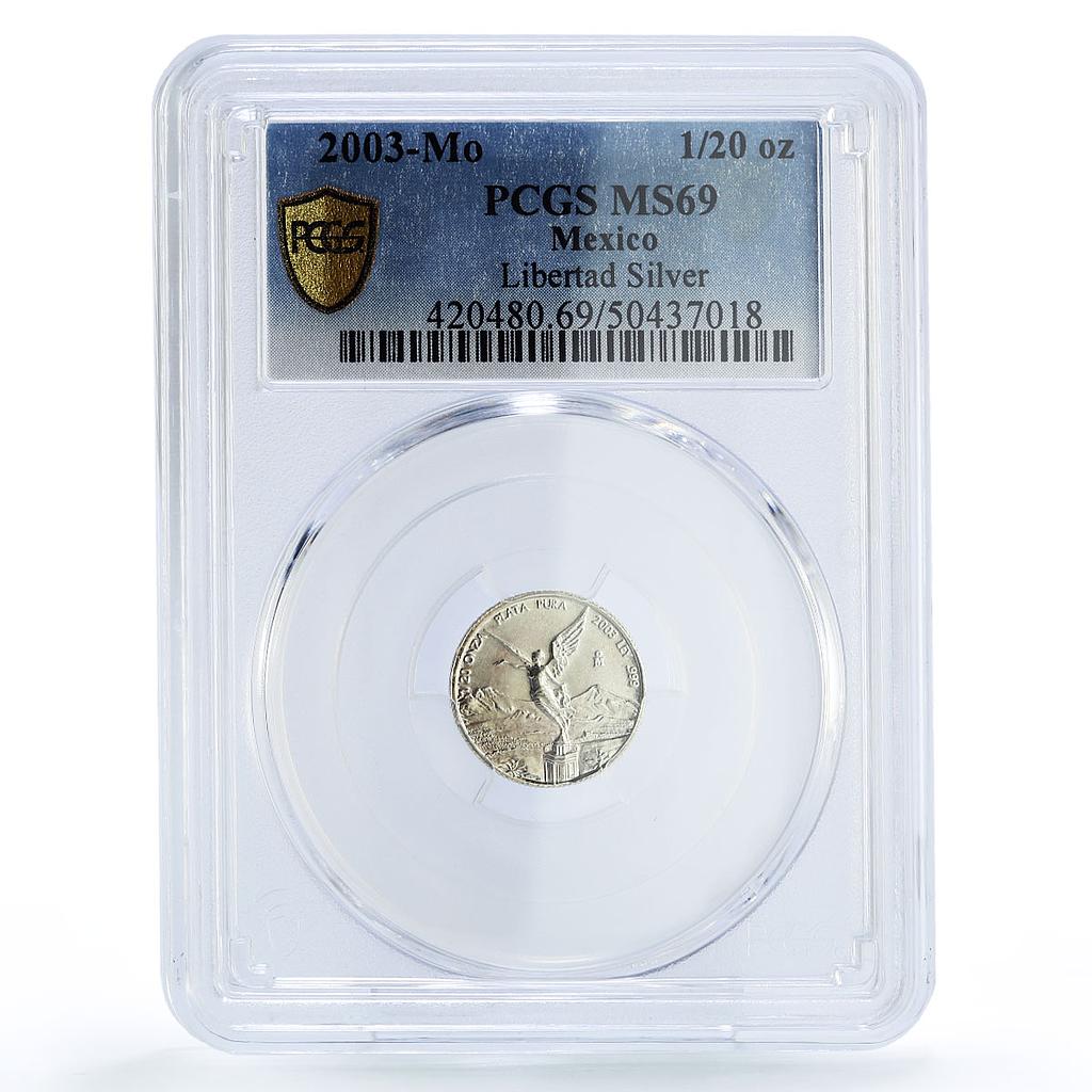 Mexico 1/20 onza Libertad Angel of Independence MS69 PCGS silver coin 2003