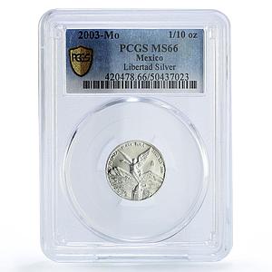 Mexico 1/10 onza Libertad Angel of Independence MS66 PCGS silver coin 2003