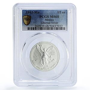 Mexico 1/2 onza Libertad Angel of Independence MS68 PCGS silver coin 1993