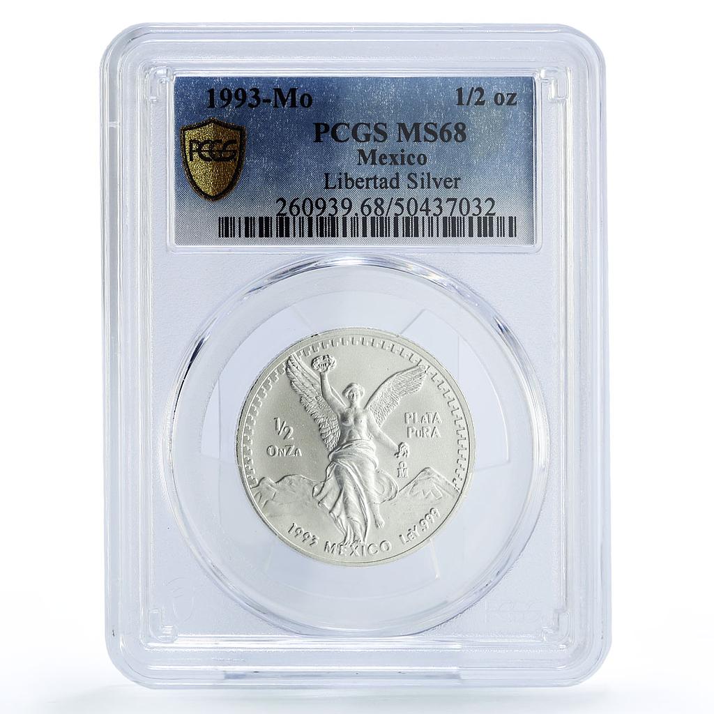Mexico 1/2 onza Libertad Angel of Independence MS68 PCGS silver coin 1993