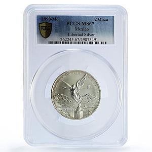 Mexico 2 onzas Libertad Angel of Independence MS67 PCGS silver coin 1998