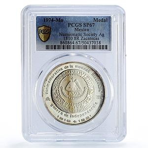 Mexico Numismatic Society Zacatecas 8 Reales SP67 PCGS silver medal coin 1974