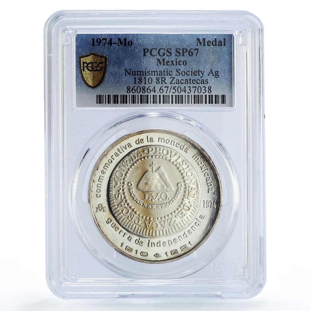 Mexico Numismatic Society Zacatecas 8 Reales SP67 PCGS silver medal coin 1974