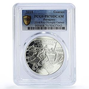 Paraguay 1 guarani Olympic Games in Rio Athletes PR70 PCGS silver coin 2015