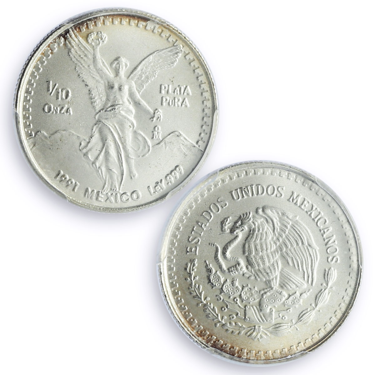 Mexico 1/10 onza Libertad Angel of Independence MS68 PCGS silver coin 1991 Mexico 1/10 onza Libertad Angel of Independence MS68 PCGS silver coin 1991