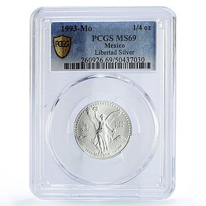 Mexico 1/4 onza Libertad Angel of Independence MS69 PCGS silver coin 1993
