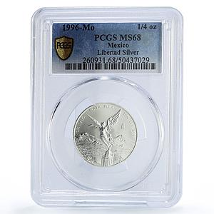 Mexico 1/4 onza Libertad Angel of Independence MS68 PCGS silver coin 1996