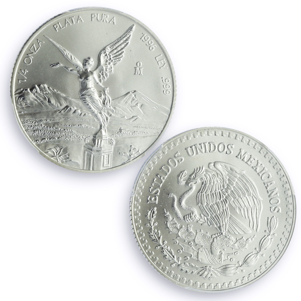 Mexico 1/4 onza Libertad Angel of Independence MS68 PCGS silver coin 1996