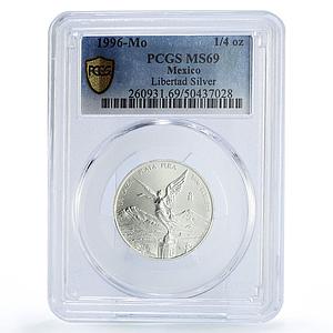 Mexico 1/4 onza Libertad Angel of Independence MS69 PCGS silver coin 1996
