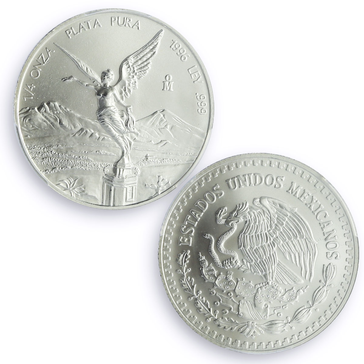Mexico 1/4 onza Libertad Angel of Independence MS69 PCGS silver coin 1996