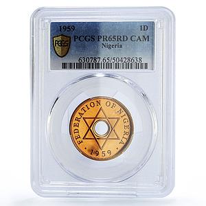 Nigeria 1 penny Federation Coinage Queen Elizabeth PR65 PCGS bronze coin 1959