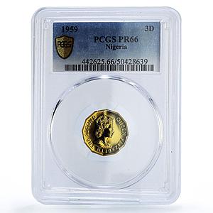 Nigeria 3 pence Federation Coinage Queen Elizabeth PR66 PCGS bronze coin 1959