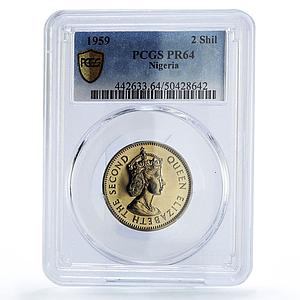 Nigeria 2 shillings Federation Coinage Queen Elizabeth PR64 PCGS CuNi coin 1959