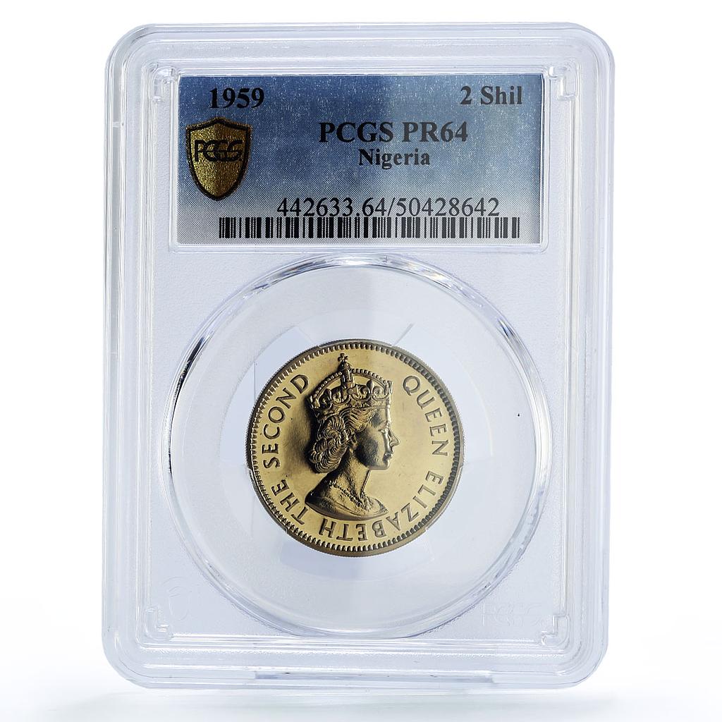 Nigeria 2 shillings Federation Coinage Queen Elizabeth PR64 PCGS CuNi coin 1959