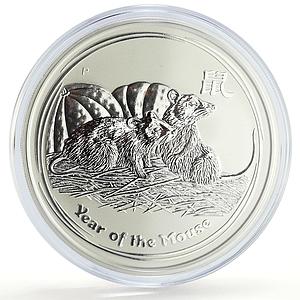 Australia 8 dollars Lunar Calendar II Year of the Mouse 5 oz silver coin 2008