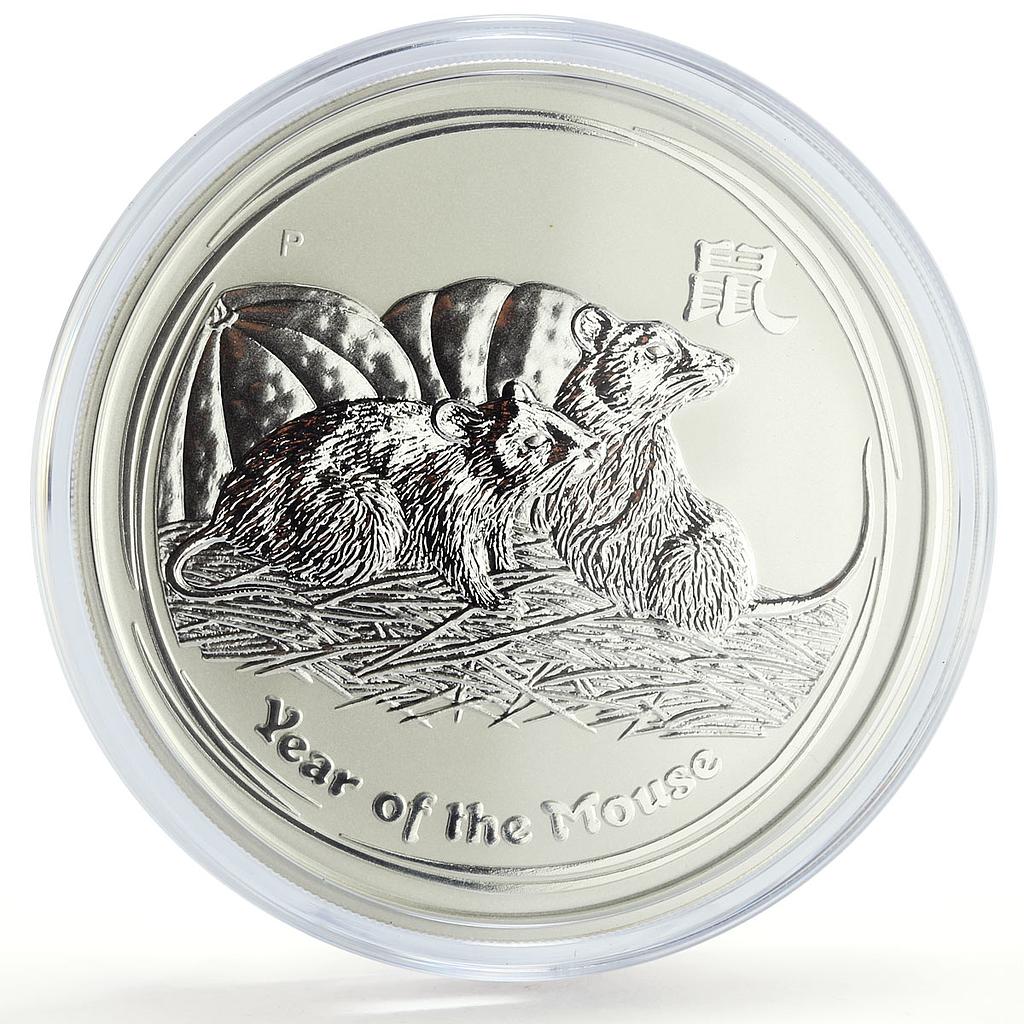 Australia 8 dollars Lunar Calendar II Year of the Mouse 5 oz silver coin 2008