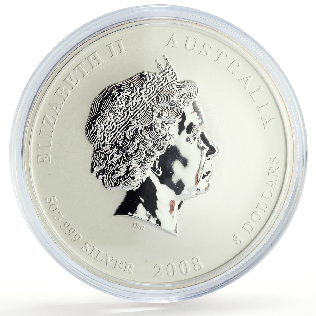 Australia 8 dollars Lunar Calendar II Year of the Mouse 5 oz silver coin 2008
