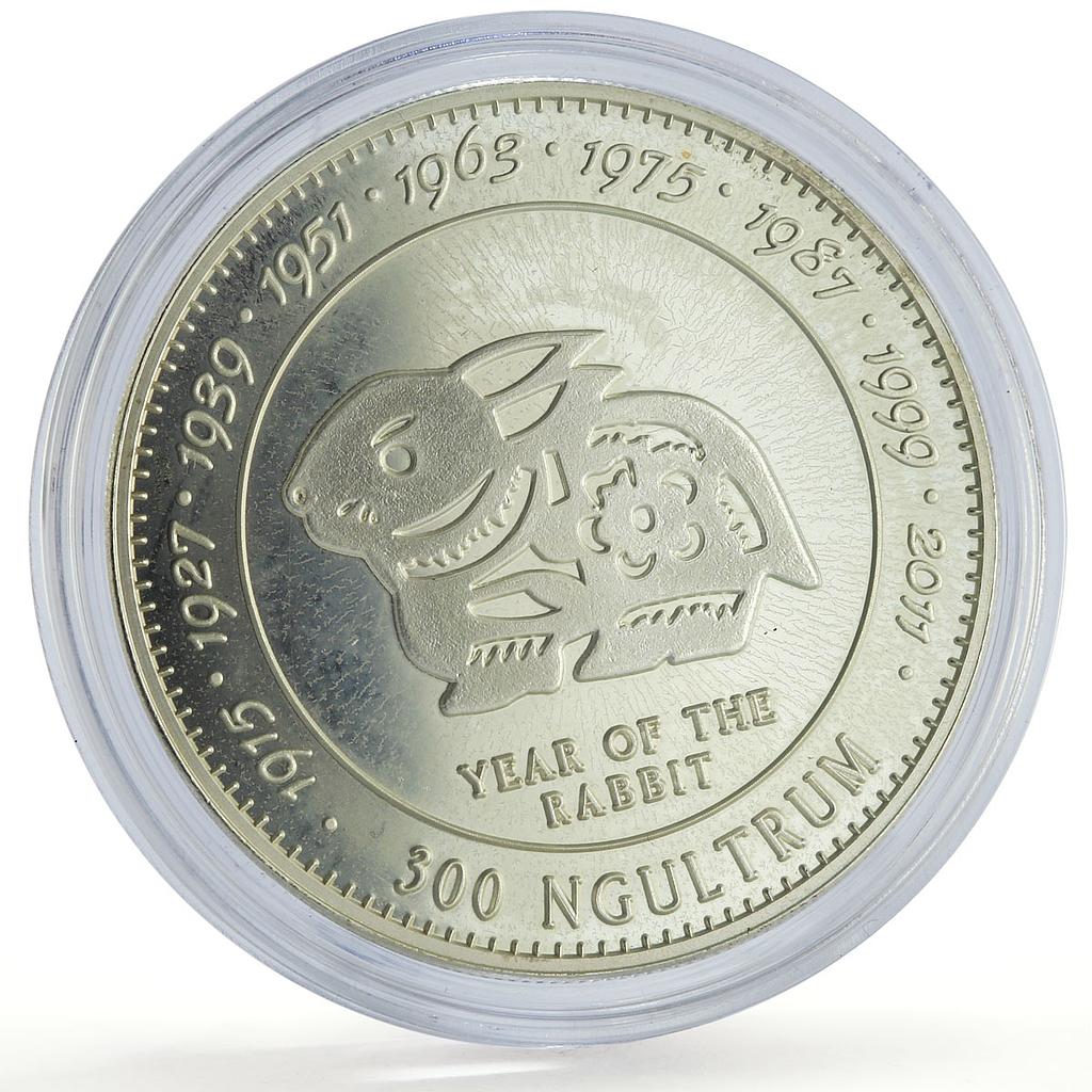 Bhutan 300 ngultrum Lunar Calendar Year of the Rabbit proof silver coin 1996
