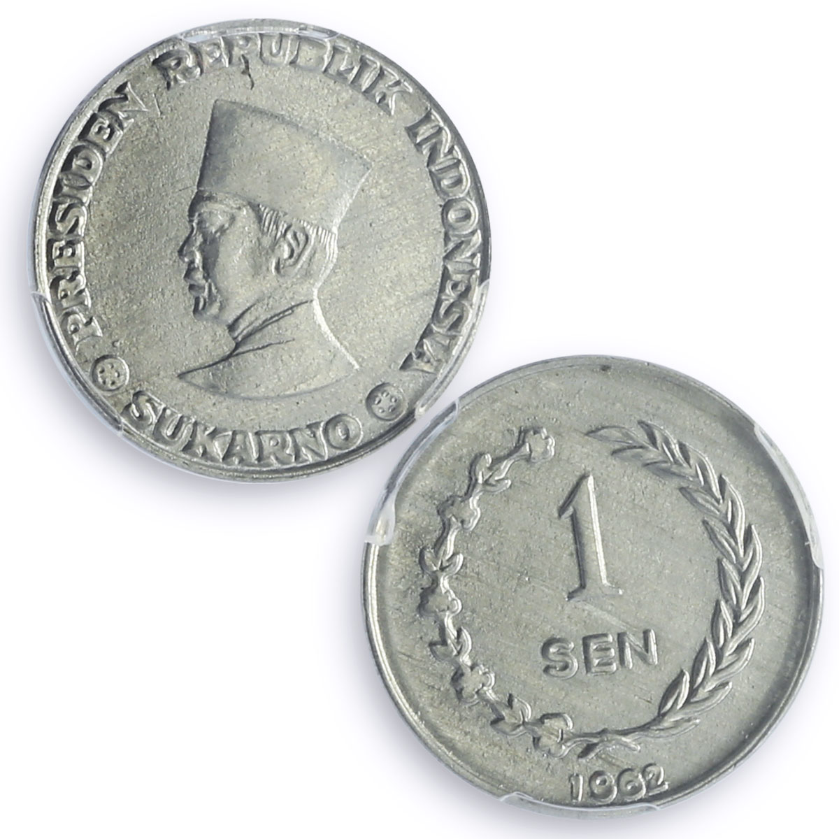 Indonesia Irian Barat 1 sen President Sukarno KM-5 UNC PCGS aluminum coin 1962