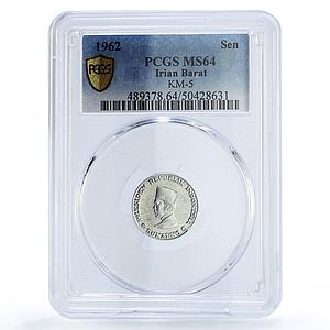 Indonesia Irian Barat 1 sen President Sukarno KM-5 MS64 PCGS aluminum coin 1962