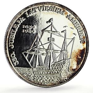 Latvia 1 unce ounce oz Latvians America Ship Clipper BU silver token coin 1989