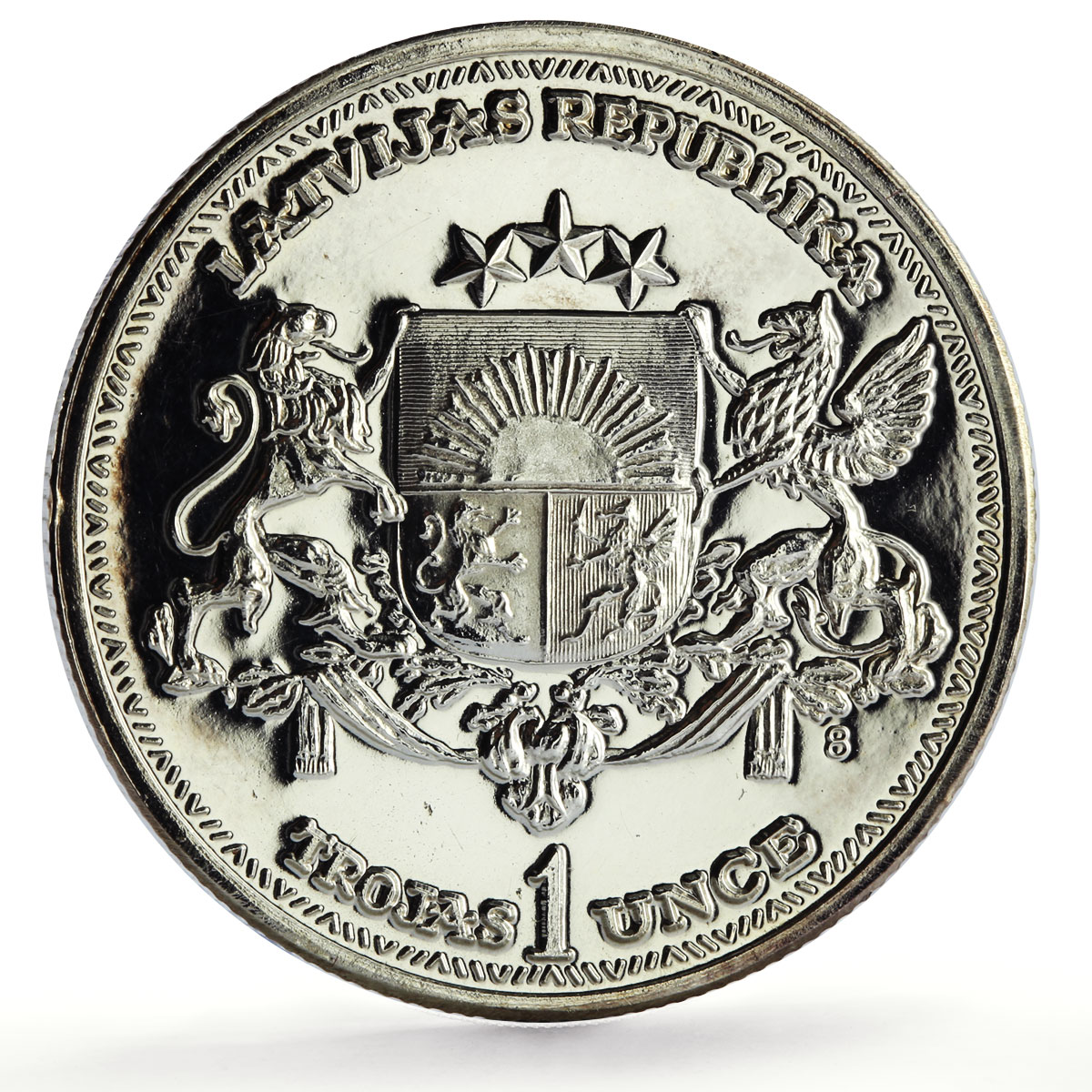 Latvia 1 unce ounce oz Latvians America Ship Clipper PR silver token coin 1989