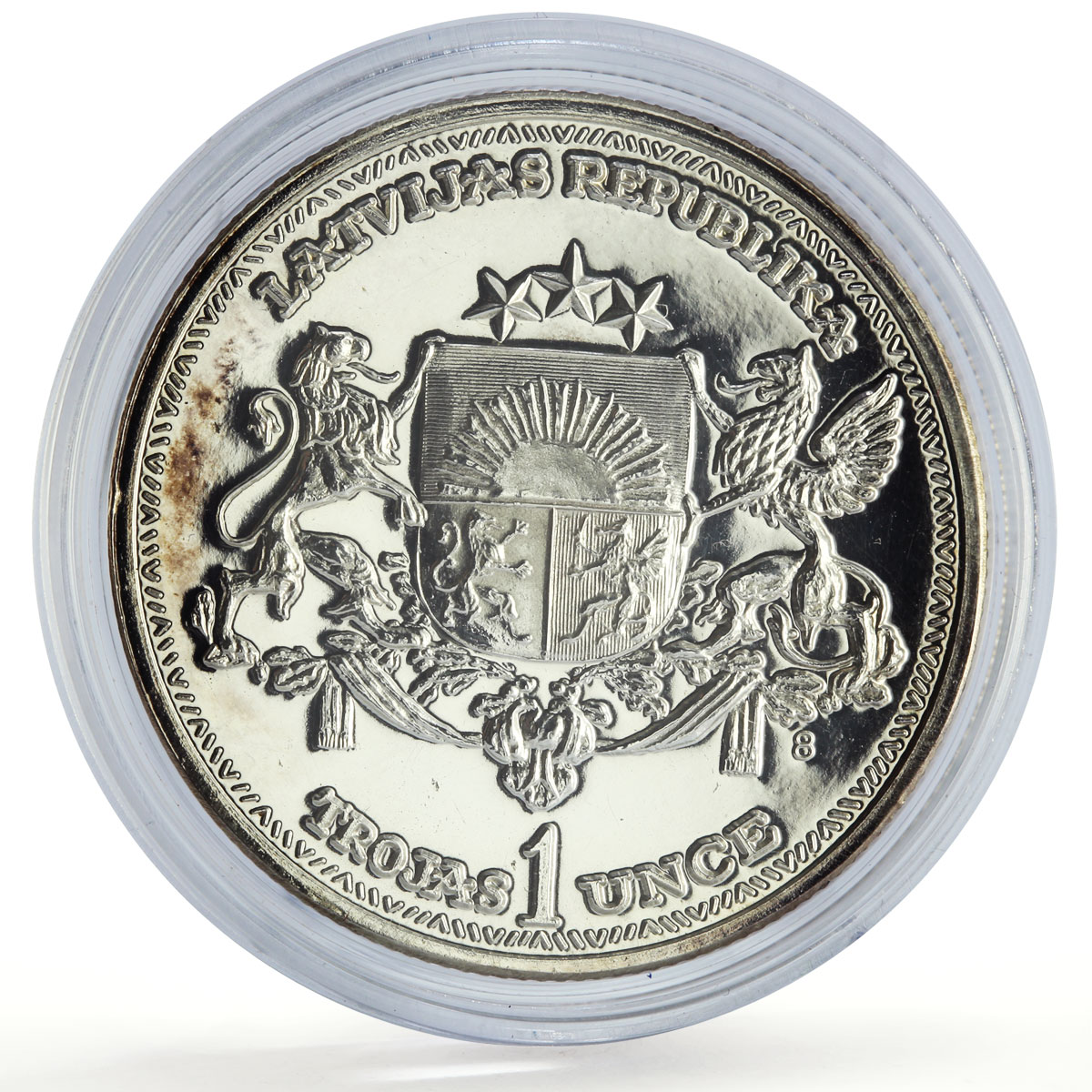 Latvia 1 unce ounce oz Latvians America Ship Clipper PR silver token coin 1989