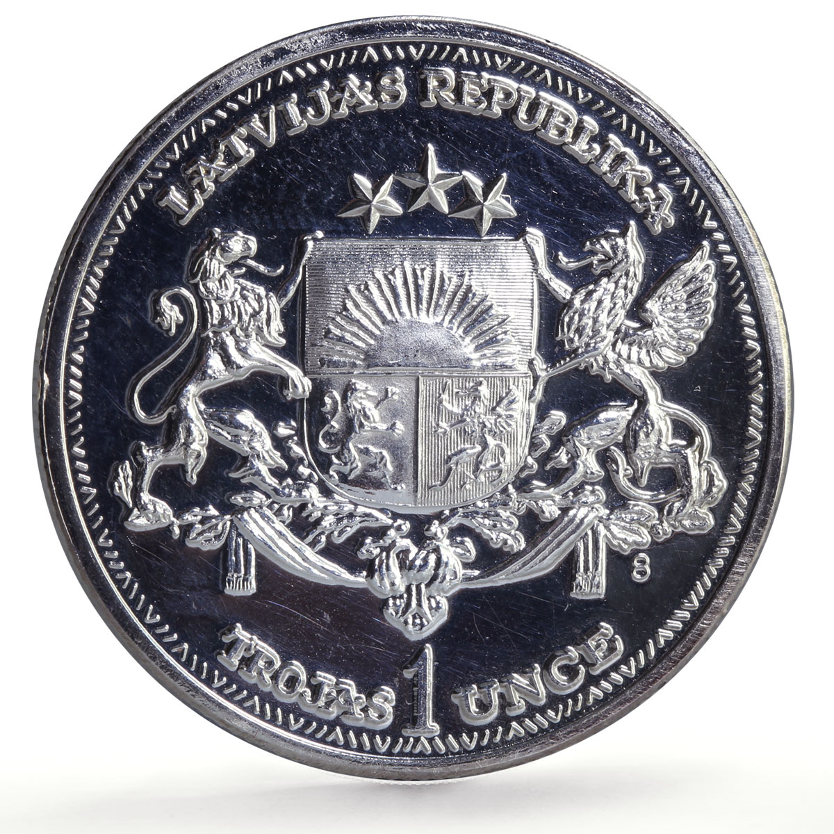 Latvia 1 unce ounce oz Latvians America Ship Clipper PR silver token coin 1989