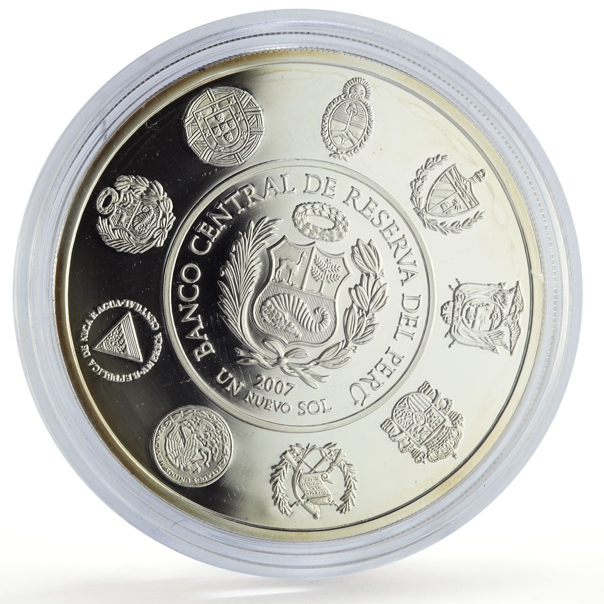 Peru 1 sol Ibero-American Countries Olympics Volleyball proof silver coin 2007