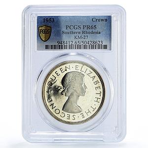Gr Britain South. Rhodesia 1 crown Cecil Rhodes KM-27 PR65 PCGS silver coin 1953