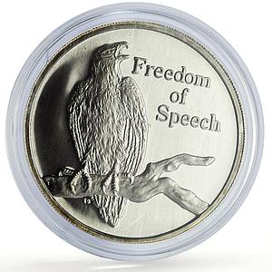 Zambia 500 kwacha Human Rights Freedom Speech Eagle Bird proof silver coin 1994