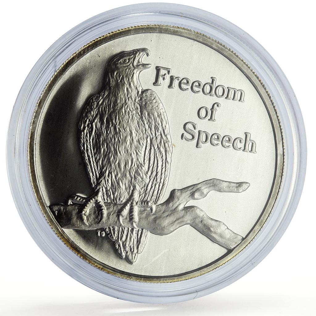 Zambia 500 kwacha Human Rights Freedom Speech Eagle Bird proof silver coin 1994