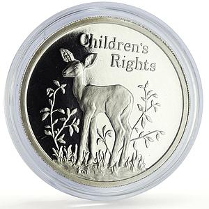 Zambia 500 kwacha Human Rights Children Rights Fawn Fauna proof silver coin 1994