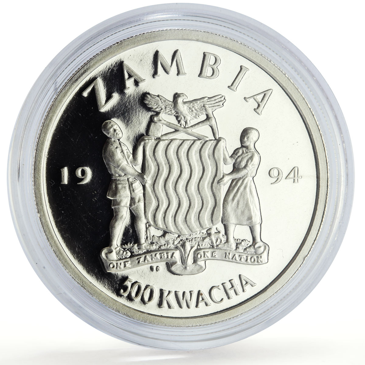 Zambia 500 kwacha Human Rights Children Rights Fawn Fauna proof silver coin 1994