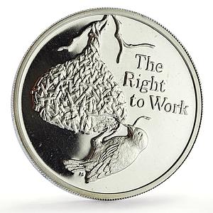 Zambia 500 kwacha Human Rights Work Weaver Bird Fauna proof silver coin 1994