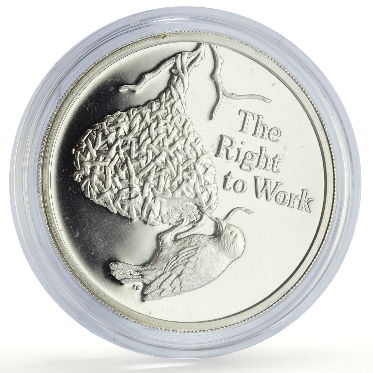Zambia 500 kwacha Human Rights Work Weaver Bird Fauna proof silver coin 1994