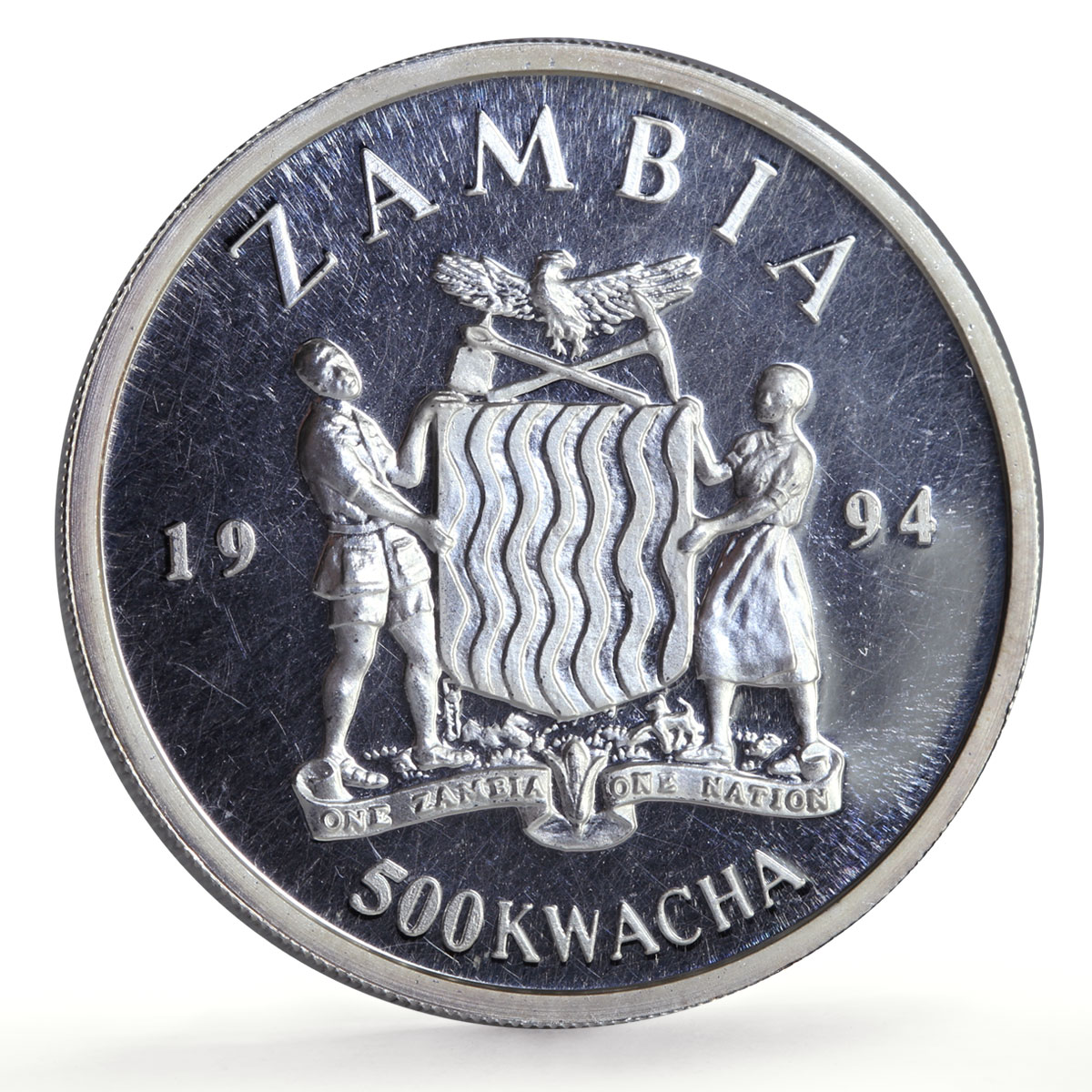 Zambia 500 kwacha Human Rights Work Weaver Bird Fauna proof silver coin 1994
