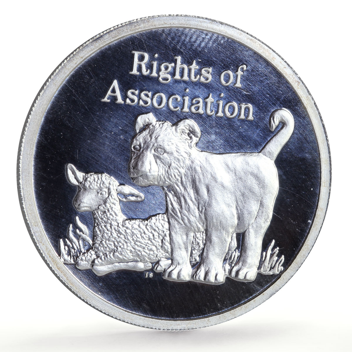 Zambia 500 kwacha Human Rights Association Lion Cub Lamb proof silver coin 1994