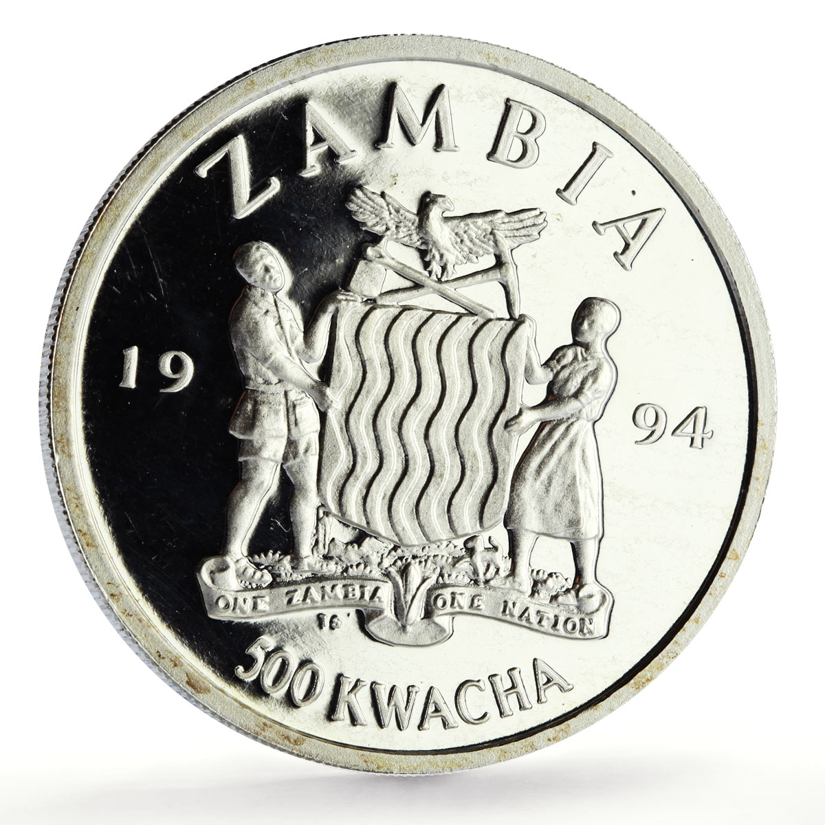 Zambia 500 kwacha Human Rights Disabled Persons Elephants proof silver coin 1994