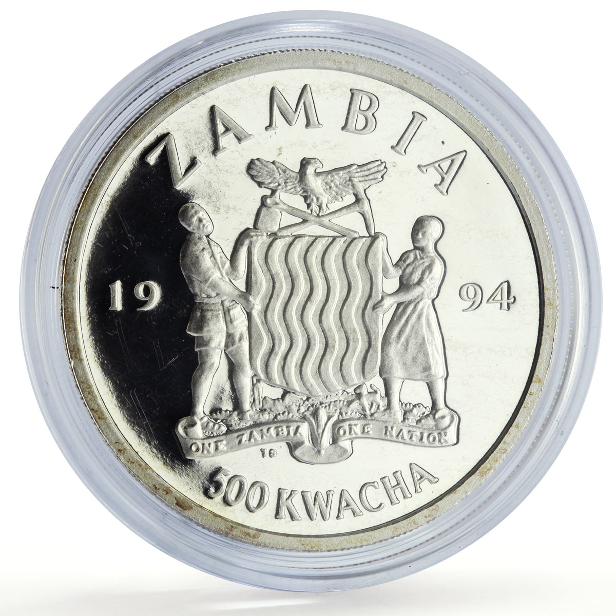 Zambia 500 kwacha Human Rights Disabled Persons Elephants proof silver coin 1994