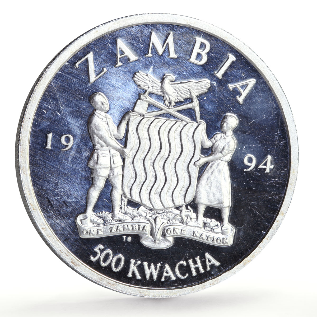 Zambia 500 kwacha Human Rights Disabled Persons Elephants proof silver coin 1994
