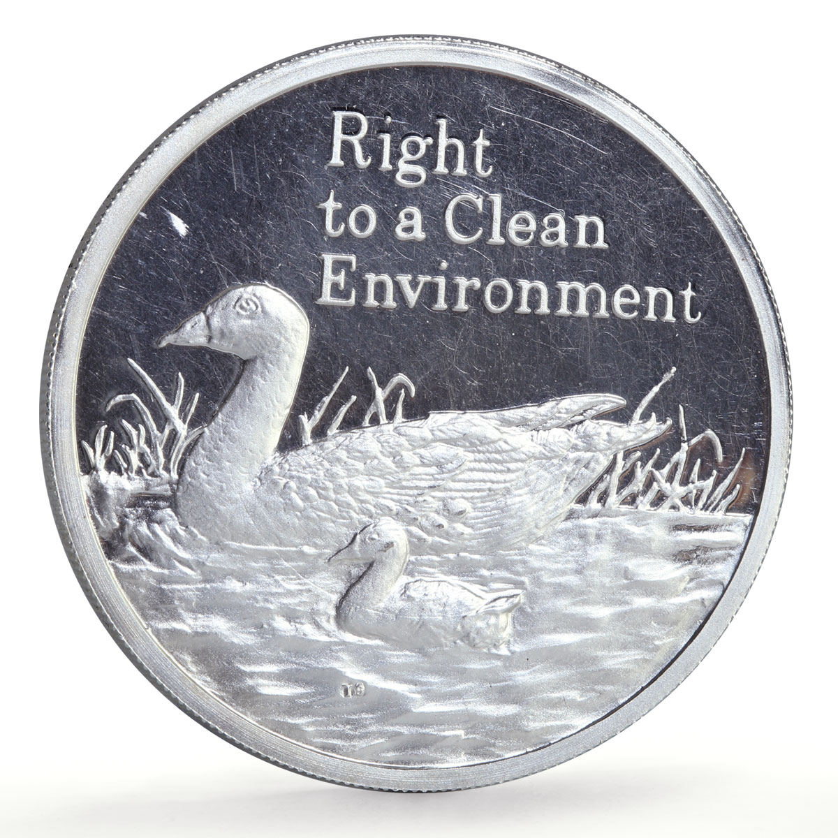 Zambia 500 kwacha Human Rights Clean Environment Duck proof silver coin 1994