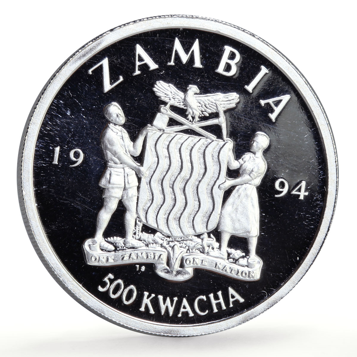 Zambia 500 kwacha Human Rights Women's Rights Politics proof silver coin 1994