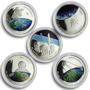 Mongolia 500 togrog x 5 Set Soviet Space Exploration proof silver coins 2007