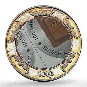 Uganda 2000 shillings Swiss Chocolate 100th Anniversary Pattern silver coin 2002